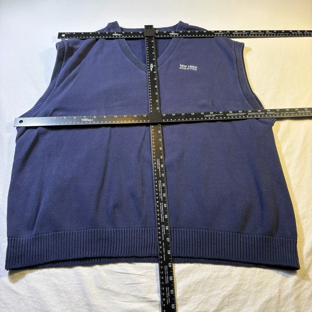 Vantage Custom Classic Navy‎ Blue V Neck New Trier Athletic Sweater Vest XXL